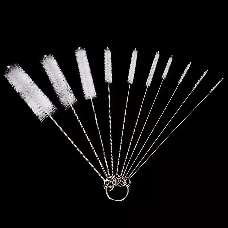 10pcs Set Stainless Steel Soft Hair Brush Pipette Test Tube Baby Bottle Brush bottle brush bottle cleaning brush cleaning brush cleaning brush set Multifunctional Household Cleaning Tools Set