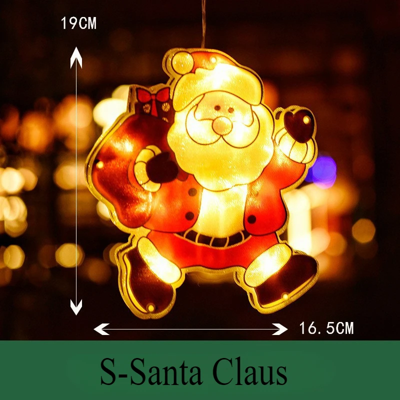 thumbnail image 1 of Luces de ventosa para decoración navideña, lámpara decorativa LED de Papá Noel, iluminación para árbol de Navidad en escaparates de sala de estar, 1 of 5