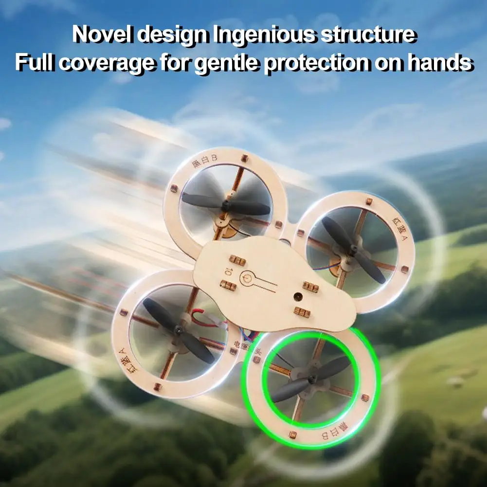 DIY 나무 조립 쿼드콥터 원격 조종 드론 STEAM 과학 실험 엔지니어링 모델 퍼즐 교육용 장난감 (어린이용)