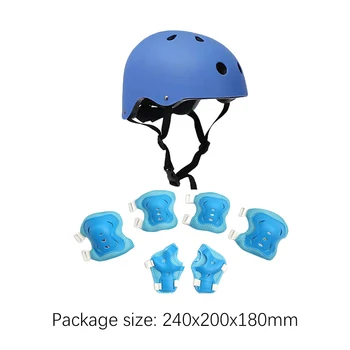 7PCS/set Kids Skateboard Scooter Helmet Bicycle Sport Protective Gear Set Knee Elbow Pad with Wrist Guards for Boys Girls Skiing 6