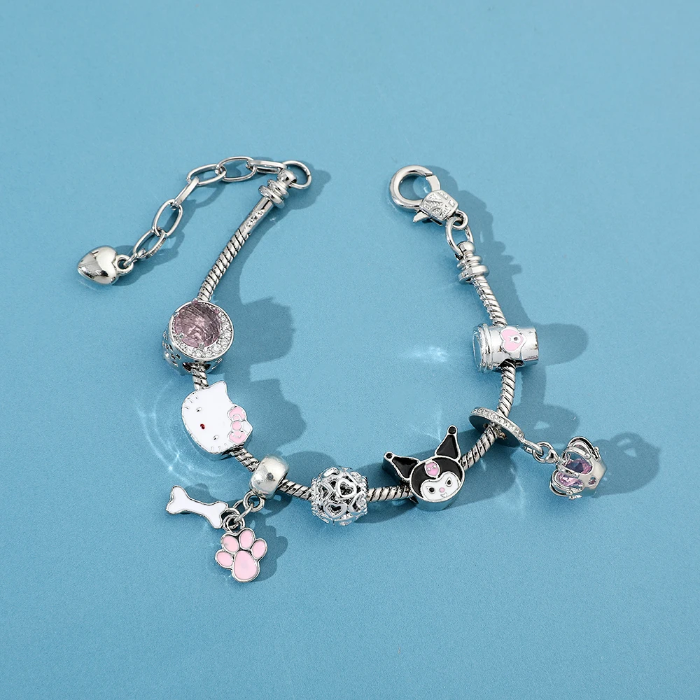 Hello Kitty Charms Bracelet Beads KT Cat Pendant Jewelry Making