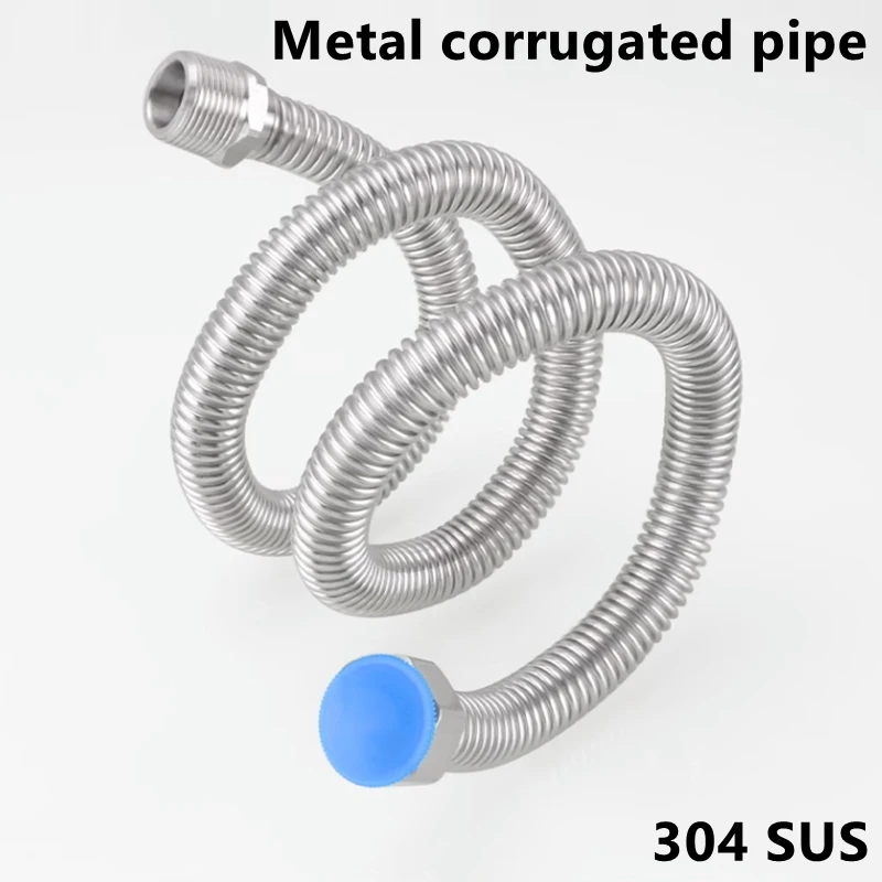 

1/2, 3/4 Inch 304 SUS Cold Hot Water Pipe Faucet Connection Pipe Garden Water Connection Metal Hose Fish Tank Corrugated Pipe