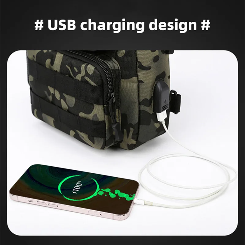 Waterproof Oxford Chest Bag with USB Charging for Outdoor Camping