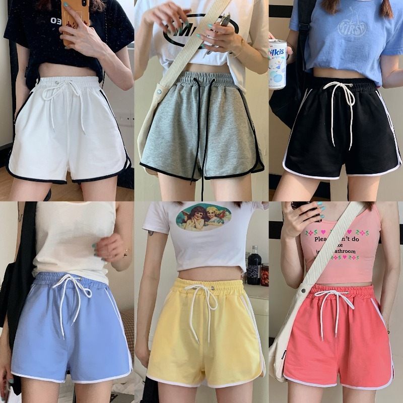 New Summer Solid-Color High-Waisted Shorts for Women Women's Summer 3/4 Athletic Shorts