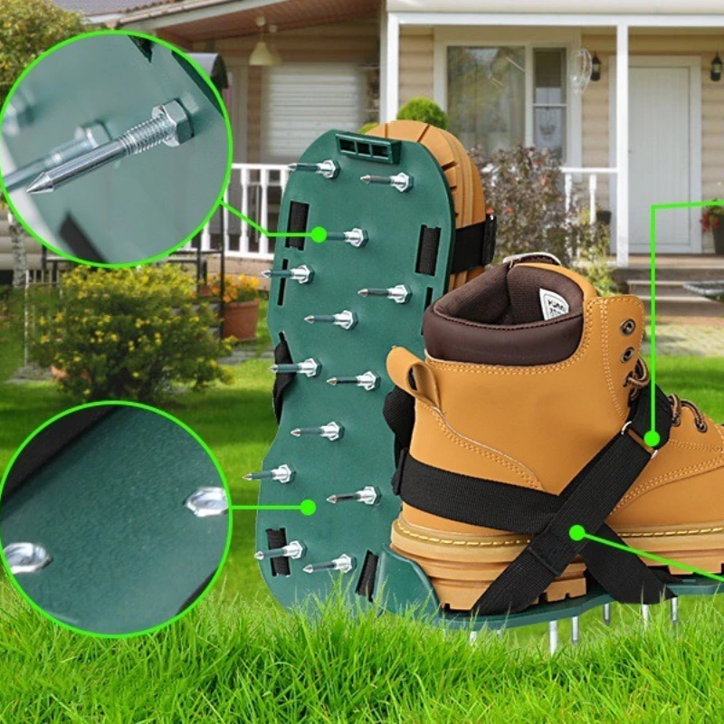 4.2cm Lawn Aerator Shoes with Spikes - Inflatable Grass Aeration & Soil Loosening Footwear, Self-Leveling Epoxy Garden Tool