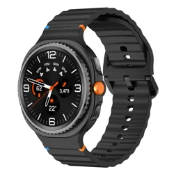 Sports Ocean Silicone Band - Premium Rubber Strap - Galaxy watch 8 44mm (Black)