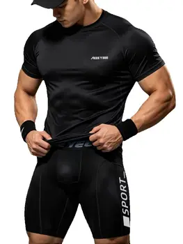 Maglietta Sportiva da Uomo, Elastica e ad Asciugatura Rapida, T-Shirt Slim Fit per Corsa e Allenamento, Strato Base Traspirante a Manica Corta
