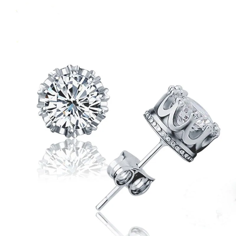 Fashion Plata Stud Earings Jewelry Unisex Trendy Women/men Crystal