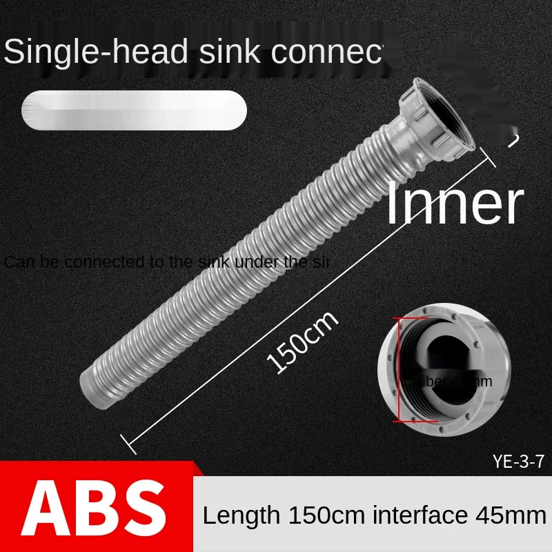 Sink Drain Pipe Kitchen Sink Lower Pipe Lengthened Single-slot Stainless Steel Sink Drain Pipe Deodorant Seal Ring Accessories