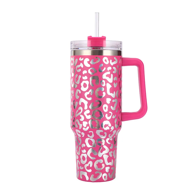 Hot Pink Tumbler With Straw, 40 Ounces