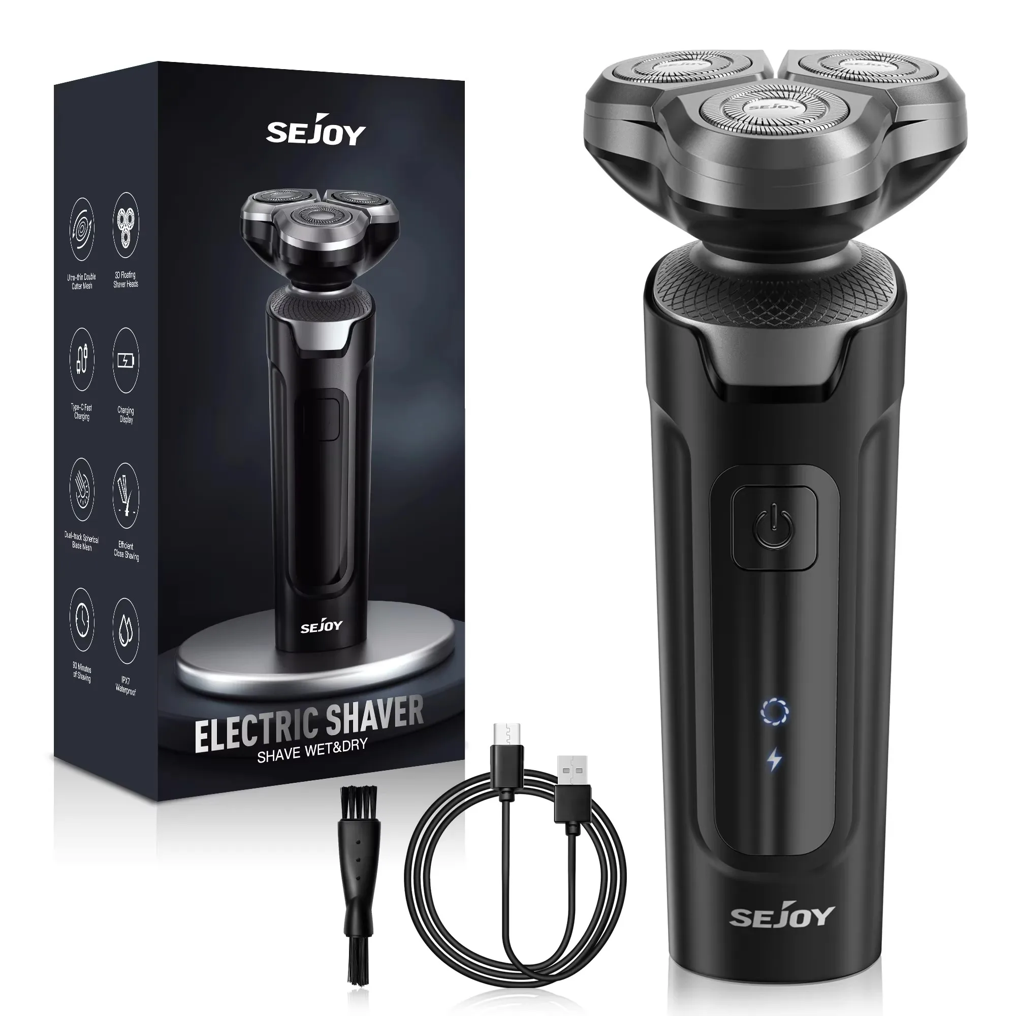 Electrical Shaver for Men 3D Floating Blade Rotary Washable Rechargeable