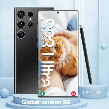 Smartphone Android S23Ultra 5G, téléphone portable, 7.3 pouces, 6800mAh, 16 Go + 1 To, téléphone portable de type C, version globale