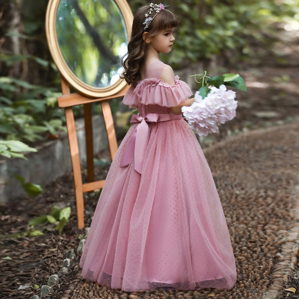 

5-12Y 2023 Summer Girls Dress Long Bridesmaid Kid Costume For Girls Children Princess Dress Formal Party Wedding Dress Vestido