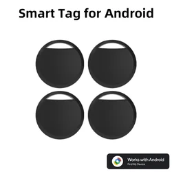 Universal Smart Tag Tracker for Easy Location of Keys, Wallets, and Pets (Black - 4pack)