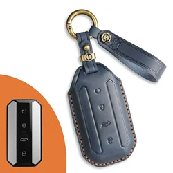 Premium Leather Car Key Protection Cover - Stylish Key Fob Accessory (Blue)