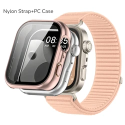 Premium Nylon Strap with Durable PC Case for Smartwatch - Tempered Glass Protection Included (PP)