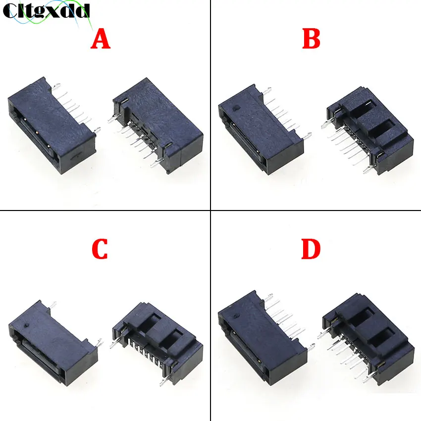10Pcs SATA 7Pin Männlich Weiblich Typ A Nadel 7P Zweireihige Dislokation 90/180 Grad Stecker Festplatte interface Buchse SATA PCB