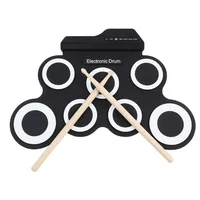 Batterie électronique avec USB, batterie en silicone enroulée, compacte portable électrique pliable numérique, pratique manuelle avec pédale 2