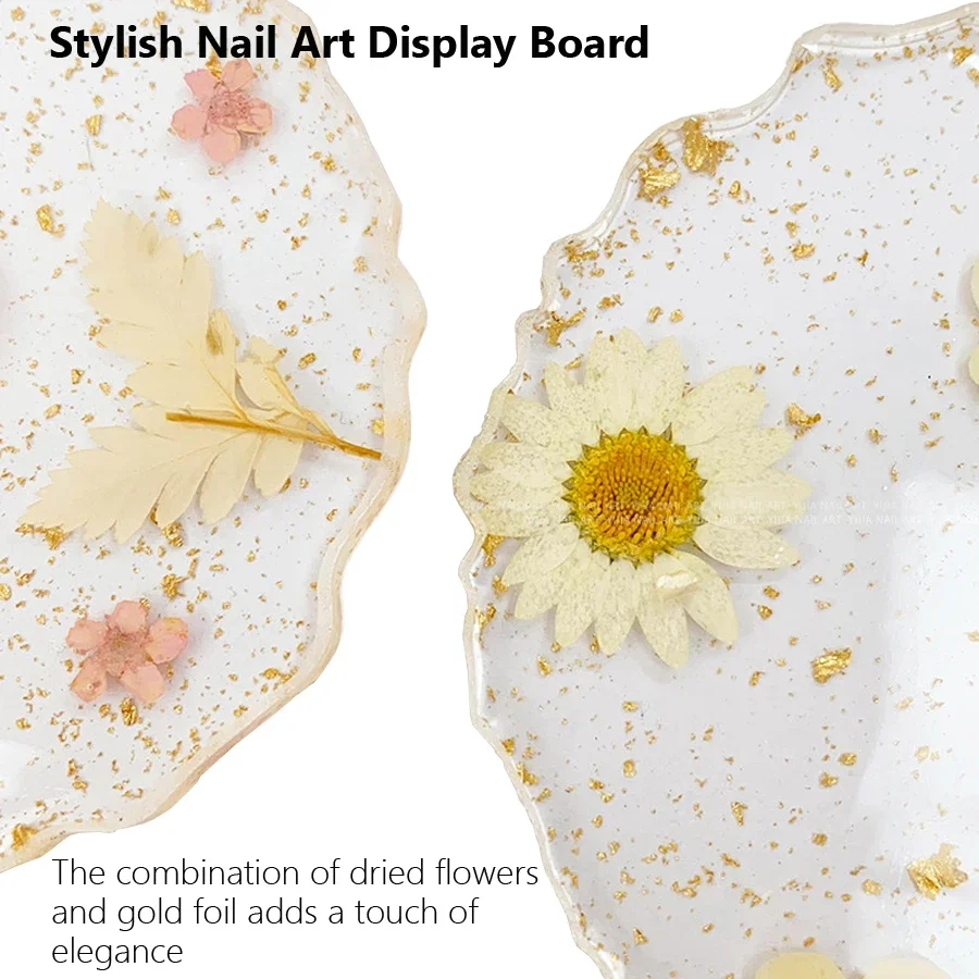 Golden Foil Nail Art Palette for Manicure Artists Flower Design Gel Polish Mixing Display Board Photography Tool