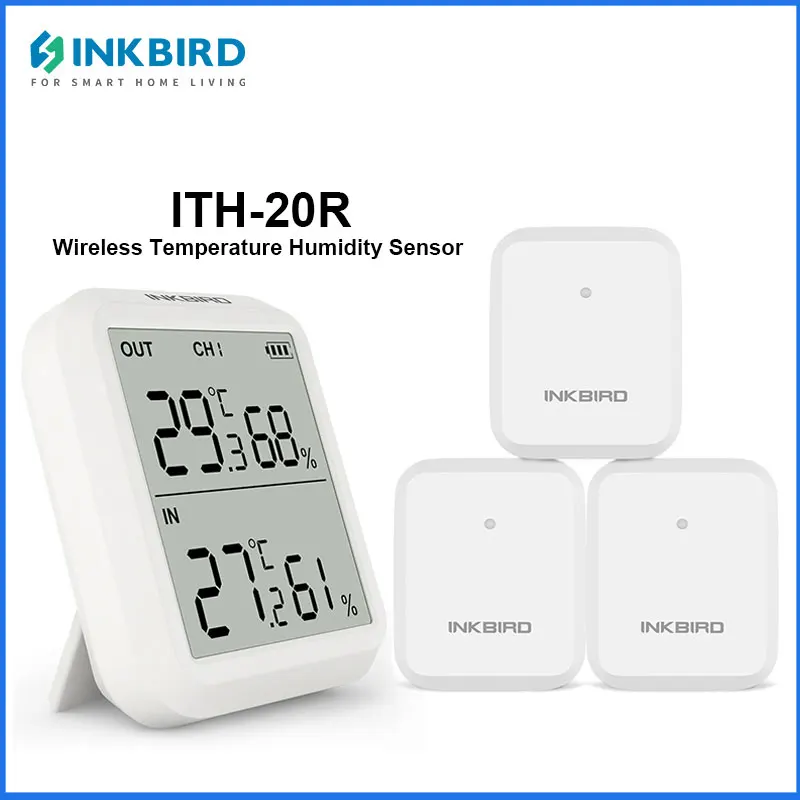 Inkbird Ith-20R Igrometro Digitale Di Temperatura Indoor Outdoor Sensore Di Umidità Della Temperatura A Lettura Istantanea Per Acquario, Stanza, Cucin