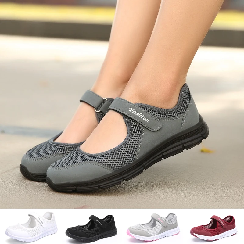 

Women Sneakers Summer Shallow Shoes Female Casual Breathable Walking Mary Jane Shoes Healthy Sport Running Mother Light Flat