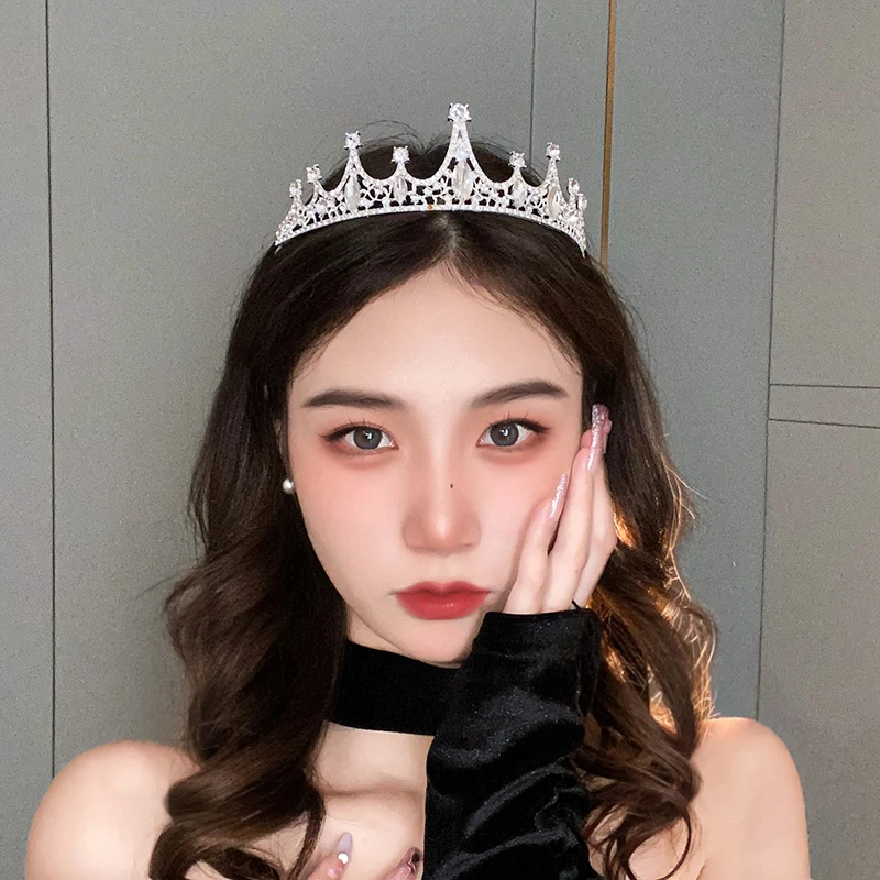 Diademas de corona de boda de lujo con diamantes de imitación brillantes para el cabello, Tiaras y tocados de novia para mujer, joyería elegante y versátil - Imagen 3