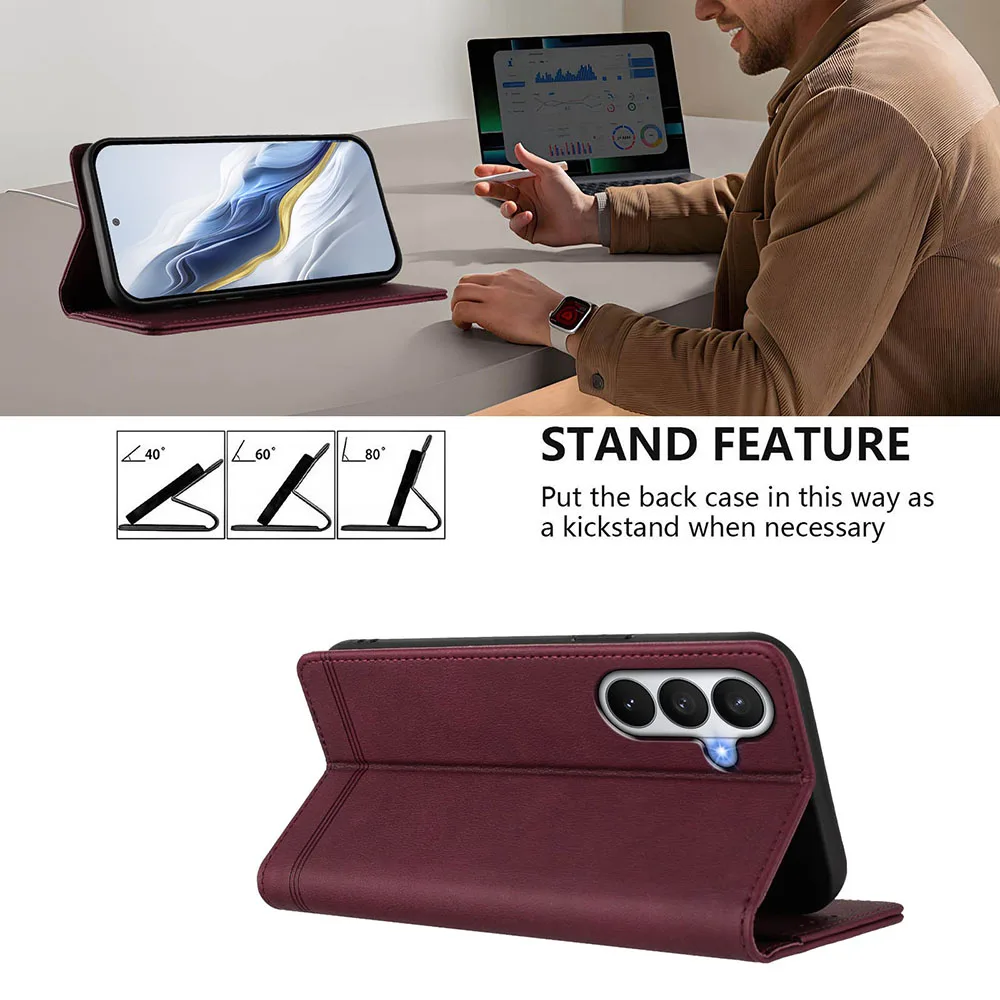 Magnetic Leather Wallet Flip Phone Case - Elegant Back Cover