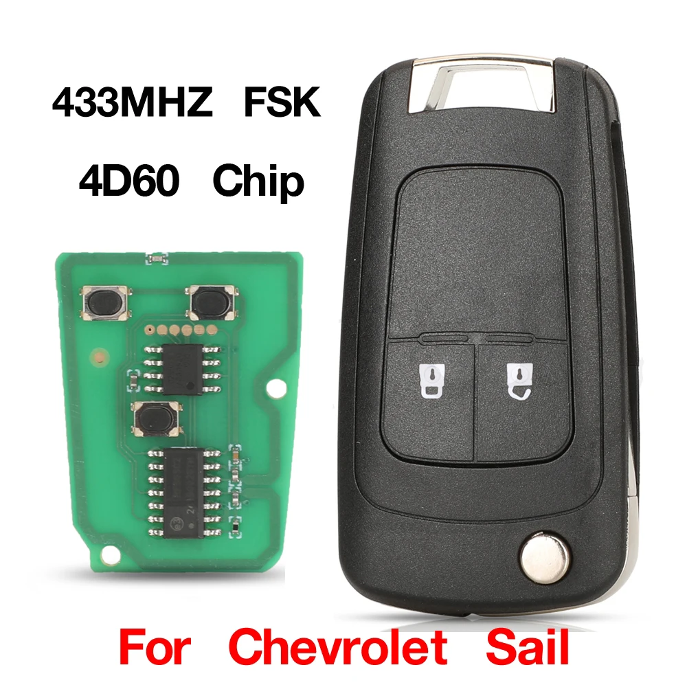 Car Remote Key Car Key 2 Buttons Flip Remote For Chevrolet Sail