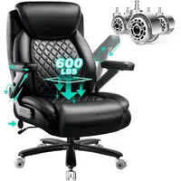 600LBS Large Heavy Duty Office Chair with 5D Flip Arms, Big and Tall Office Chair with Pocket Spring Cushion, Extra Wide Desk Ch 1