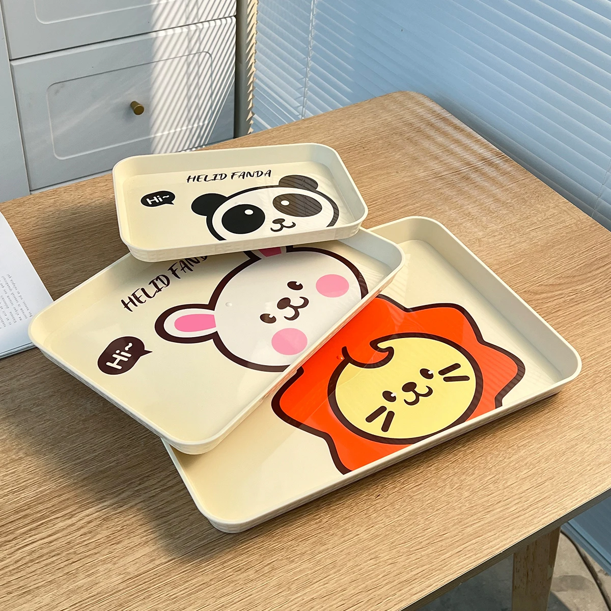 WORTHBUY Cartoon Breakfast Tray Rectangular Serving Tray Reusable Fruit Dessert Multifunctional Kitchen Serving Platter