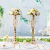 10 Pcs Gold Vase for Wedding Centerpieces Table Decorations with Chandelier Crystals, Flower Vase, Wedding Metal Flower Stand 2