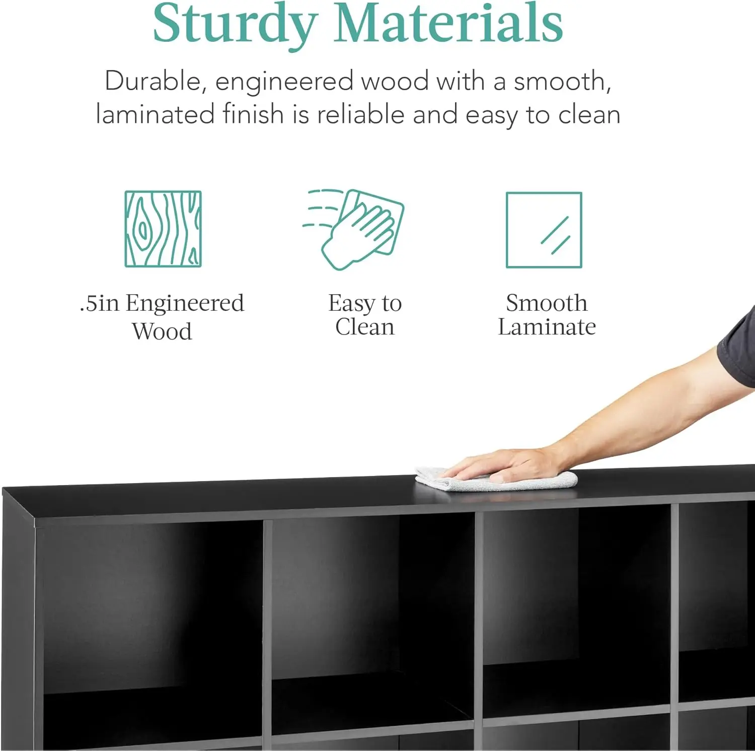 8-Cube Storage Organizer, 11in Shelf Opening, Bookcase, Display Shelf, Customizable w/ 3 Removable Back Panels – Black 6