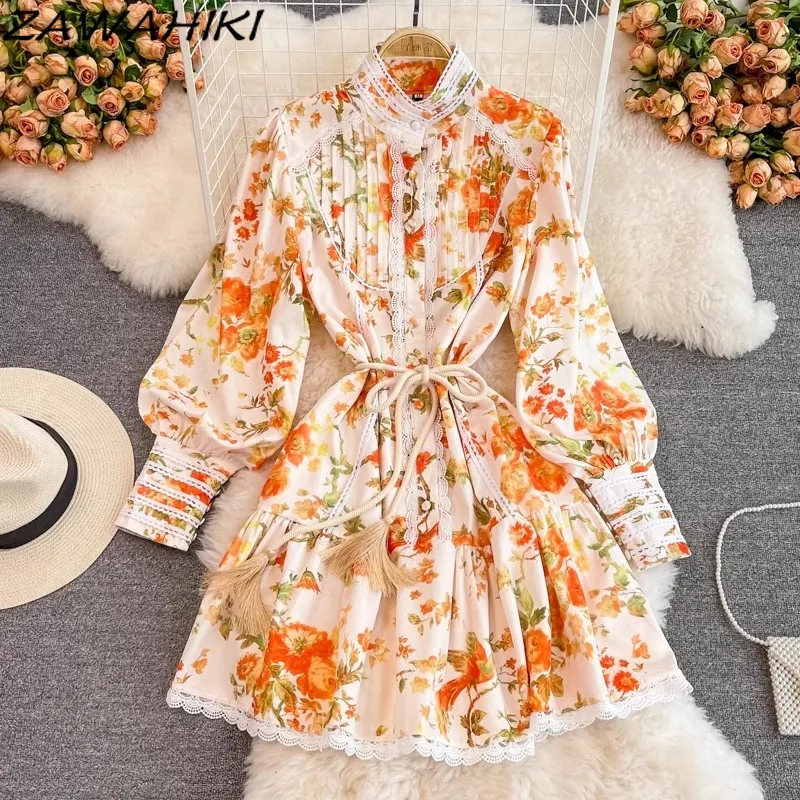 

Платье в стиле бохо с кисточками, Бандажное цветочное приталенное платье, плиссированная Женская одежда, Офисная Женская одежда с рукавами-фонариками