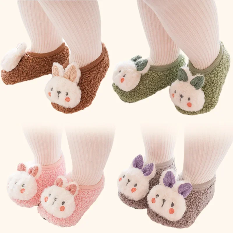 Autumn Winter Baby Slippers Toddler Plush Floor Sock Shoes Children Soft Sole Walking Shoes Indoor Home Anti-slip Kids Shoes 2