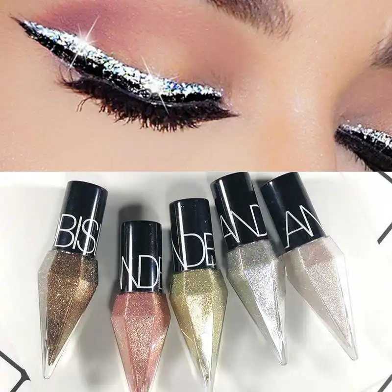 Liquid Eyeshadow Pearlescent Diamond 5-color Sequins MakeUp Smooth Mini Fine Brush