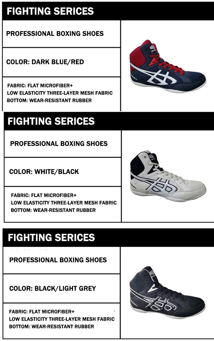 Description Picture 5 of itemBrand MINGSIBO Pro Boxing Boots Competition Training Men's Women Wrestling Shoes Fighting Sanda Weightlifting Squat Shoes