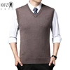 2024 Autumn Winter New Men's Solid Color V-neck Knitted Vest Casual Fashion Warm Sweater Versatile Top 3