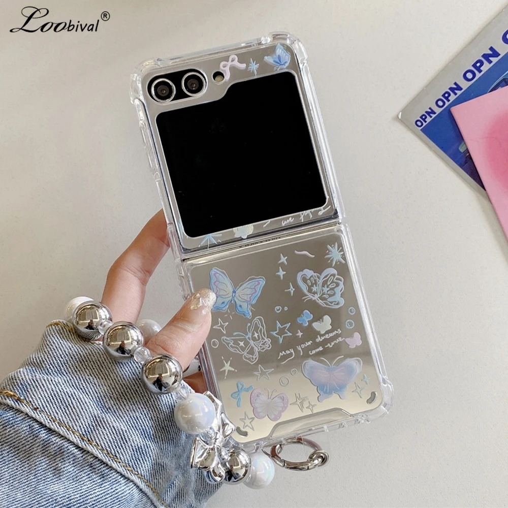 Charming Cartoon Butterfly Bracelet Mirror Wrist Chain Cover