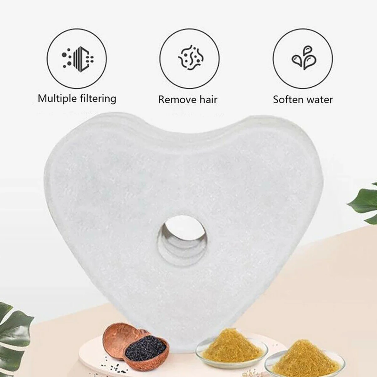 고양이 물 분수 필터, 자동 고양이 식수대용 활성탄 필터, 하트 모양 애완 동물..