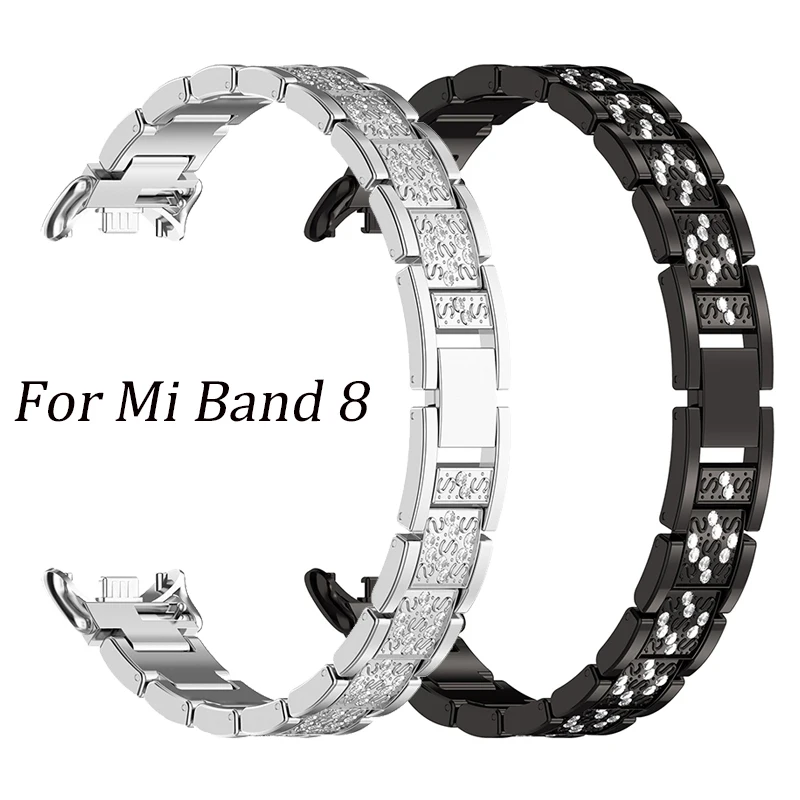 

Diamond Strap for Xiaomi Mi Band 8 Metal Watchband for xiaomi miband 8 Wristband for mi band 8 Bracelet Smartband Accessories
