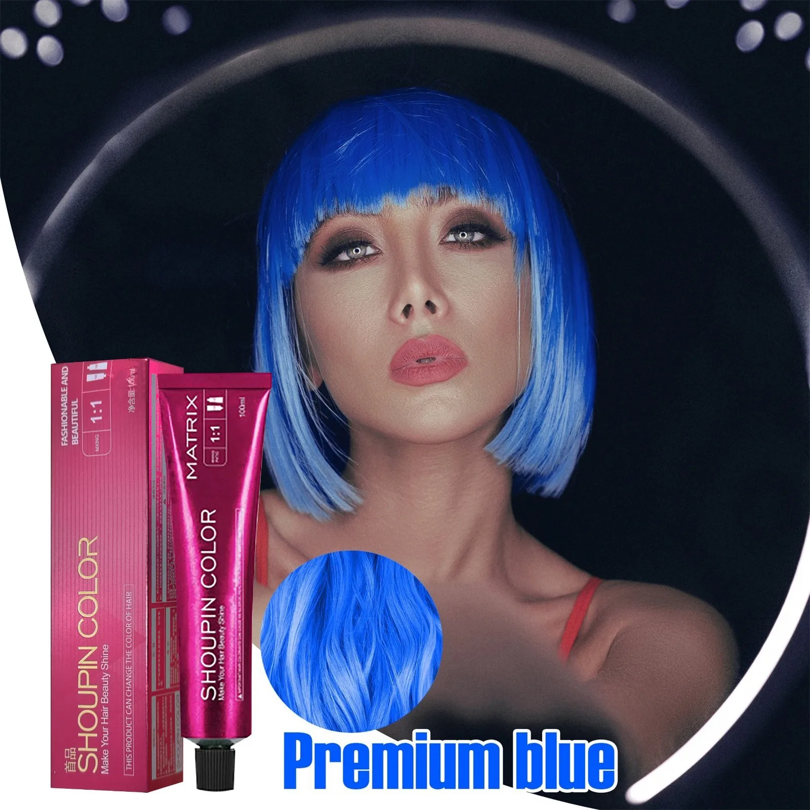 Hair coloring shampoo micro tide color single hair blue and black color hair shampoo