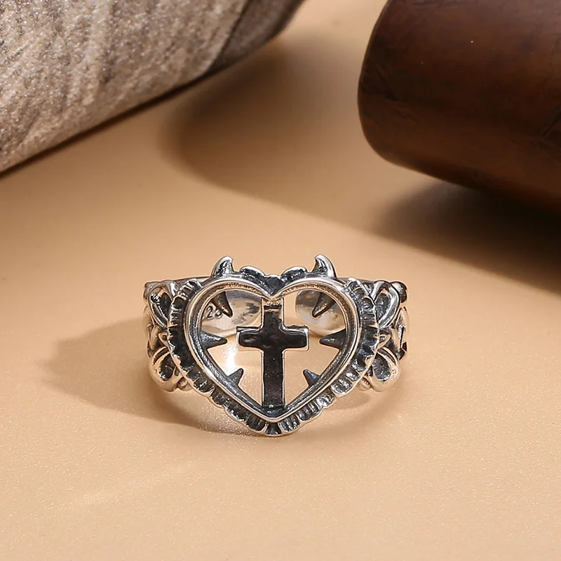 

Vintage Fashion Personality Cross Ring Unisex Hip-hop Punk Open Ring Banquet Jewelry Accessories Gift