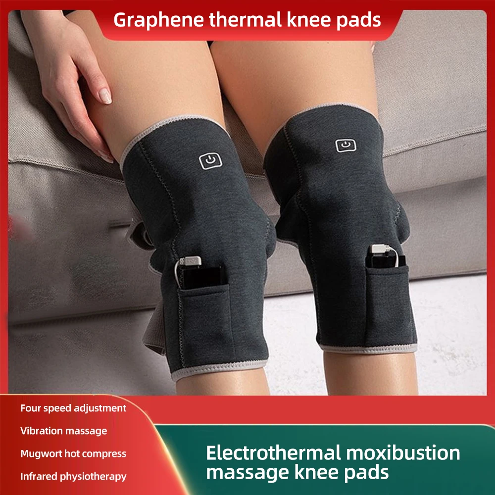 Electric Knee Massager Heating Leg Pad Massage Instrument Calf Heat Physiotherapy Pads Arthritis Pain Relief Hot Compress Device infrared electric heating ankle protector sprain recovery joint pain warm mugwort far heat compress ankle protector