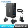 100W USB C Travel Charger, 4-Ports Foldable Travel Adapter Plug Converter With UK/EU/AU Plugs, Fast Charging For IPad iPhone