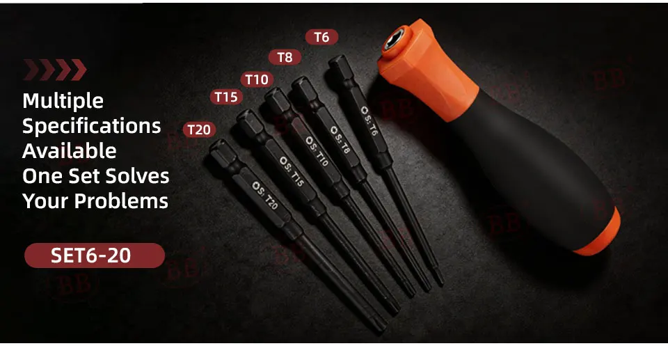 BB Sechskant-Torx-Schlüssel T6 T8 T9 T10 T15 T20 CNC-Drehmaschinenhalter Maschinenschraubengriffe Flaggenschlüssel Ringmaulschlüssel 10 Stück – Detail 14