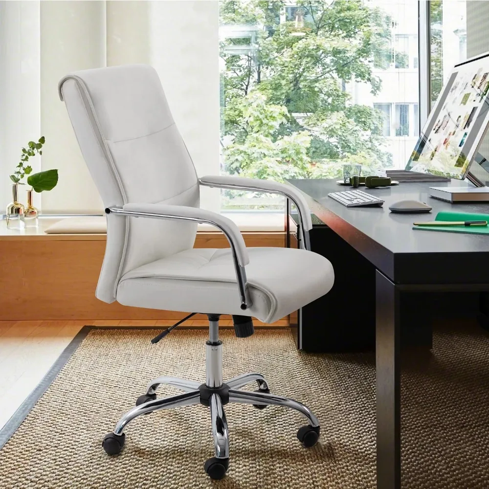 

High back office desks, chairs, conference chairs, PU leather, fully adjustable height, 360 degree rotation, white