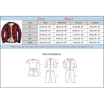 Men Plaid Shirts Coat Autumn Winter Fleece Shirt Jacket Casual Turn-Down Collar Long Sleeve Loose Shirt 6