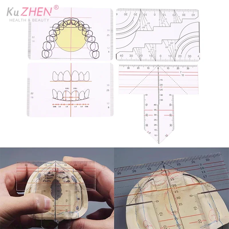 1개 치과 실험실 틀니 도면 및 정렬 치과 자 T자형 검사 대칭 측정 다기능 치과 도구