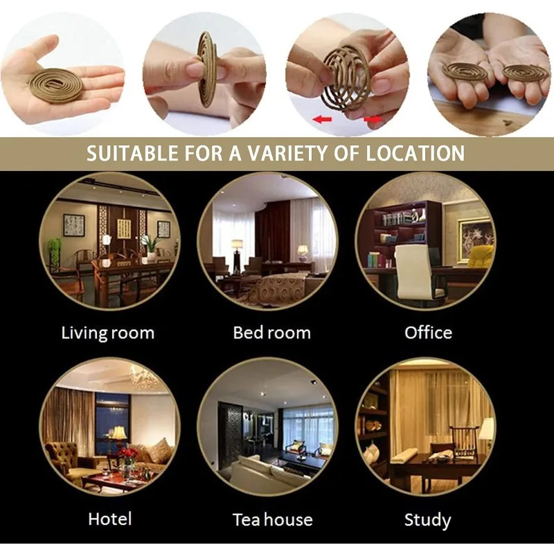 120pcs Sandalwood Spool Stick Incense Burner with Citronella, Natural Sandalwood Aromatherapy Meditation