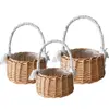 1Pc Exquisite Rattan Storage Basket Flower Pot Hand-woven Lace Bow Decoration Picnic Storage Baskets Wedding Supplies 1